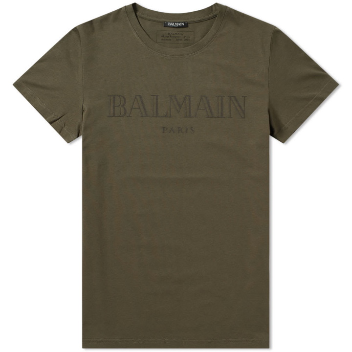 Photo: Balmain Flocked Logo Print Tee