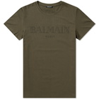 Balmain Flocked Logo Print Tee