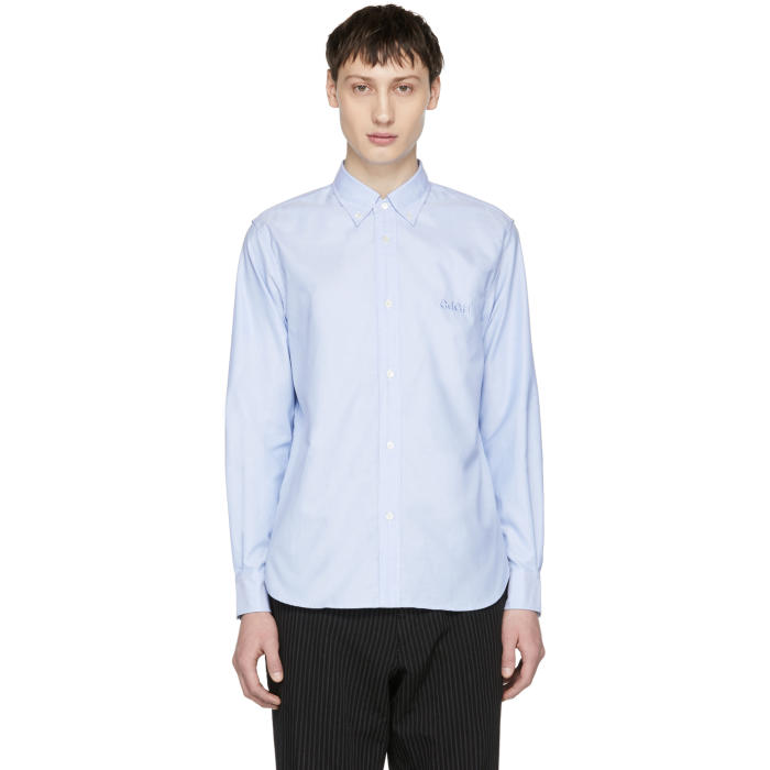 Photo: Comme des Garçons Homme Blue Logo Button-Down Shirt