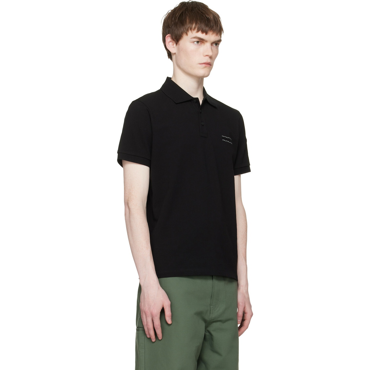 Moncler Black Logo Cotton Piquet Polo