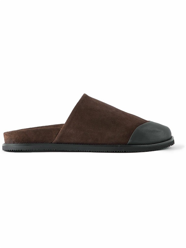 Photo: Mr P. - Rubber-Trimmed Suede Slippers - Brown