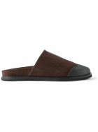 Mr P. - Rubber-Trimmed Suede Slippers - Brown