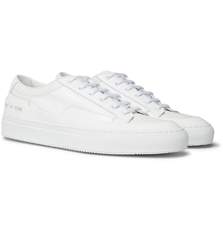 Photo: Common Projects - Achilles Super Mesh-Trimmed Leather Sneakers - White