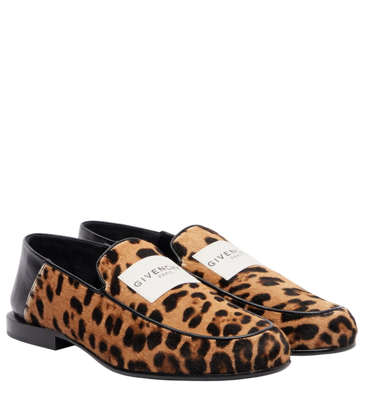 Photo: Givenchy Label leopard-print calf hair loafers
