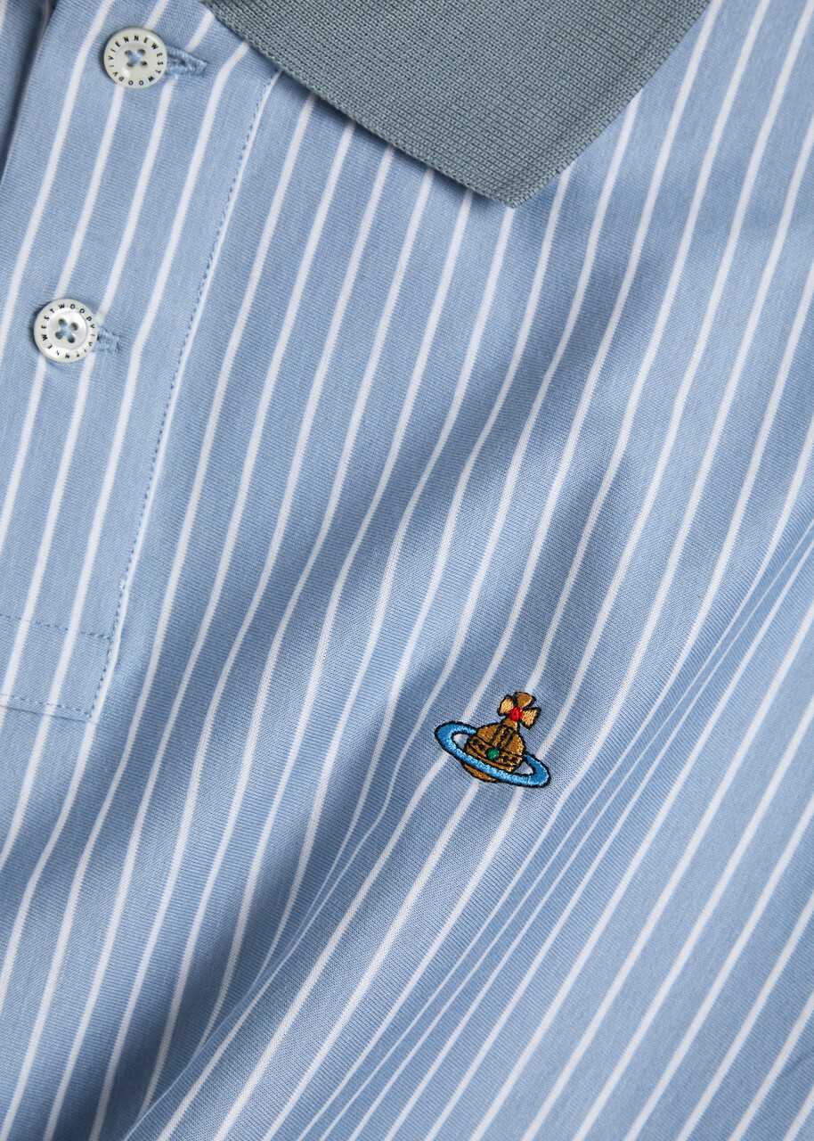 Vivienne Westwood Classic Striped Cotton Polo Shirt White And Blue