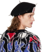 Charles Jeffrey Loverboy SSENSE Exclusive Black Studded Patch Beret