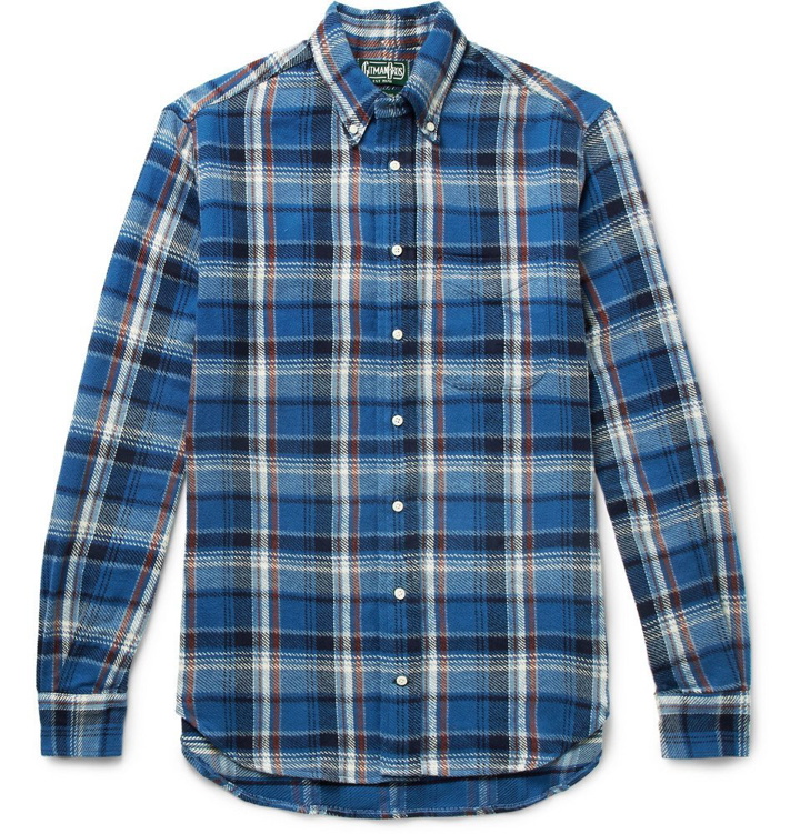 Photo: Gitman Vintage - Button-Down Collar Checked Cotton-Twill Shirt - Men - Blue