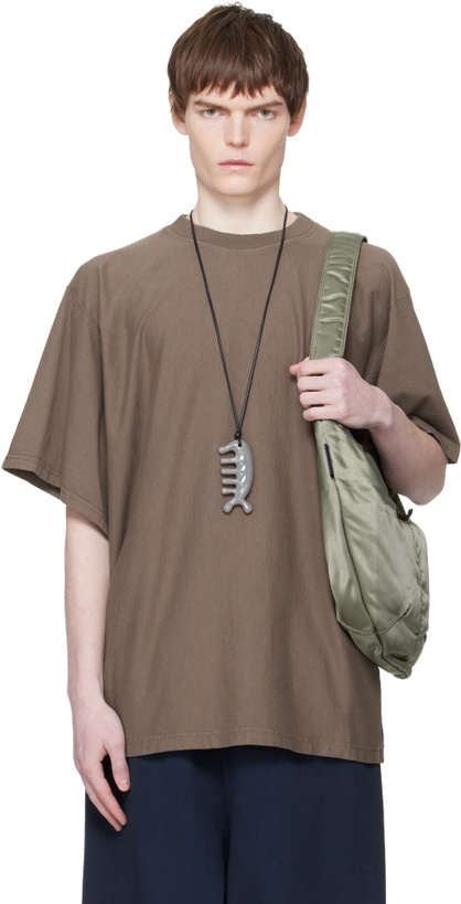 Photo: Hed Mayner Taupe Embroidered-Logo T-shirt