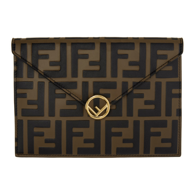 Fendi Brown and Black Forever Fendi Envelope Pouch Fendi