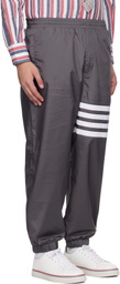 Thom Browne Gray Shiny Ripstop 4-Bar Track Pants