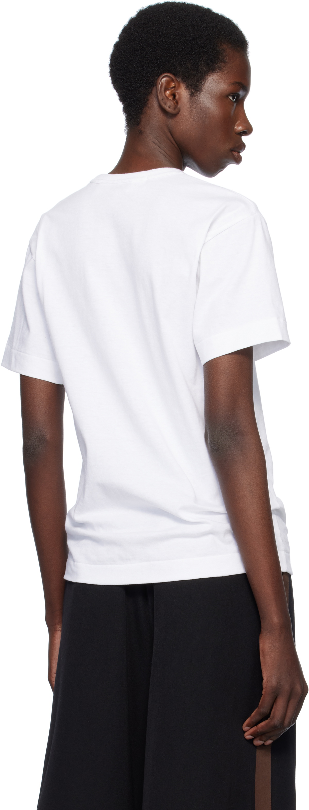 COMME des GARÇONS PLAY White Metal Stone Emblem Red Heart T-shirt