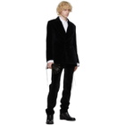 Palomo Spain Navy Velvet Double-Breasted Blazer