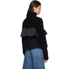 sacai Black Wool Melton x Wool Knit Blouson Jacket