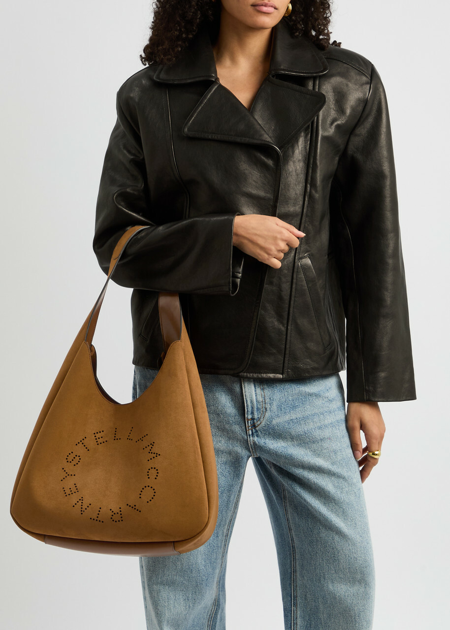 【Stella McCartney】 Logo faux suede shoulder bag Logo faux suede shoulder bag in green - Stella Mc Cartney