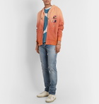 Isabel Marant - Mikoas Appliquéd Dégradé Fleece-Back Cotton-Blend Jersey Zip-Up Hoodie - Orange