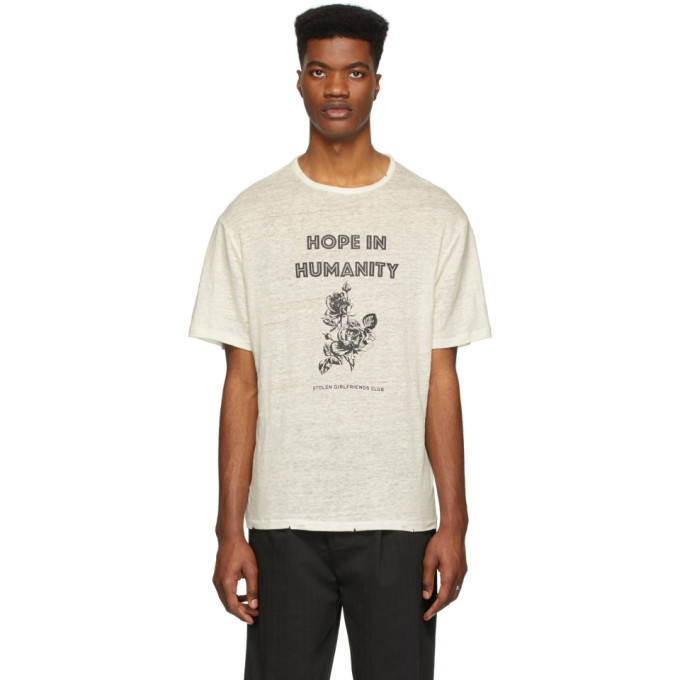 Photo: Stolen Girlfriends Club Off-White Linen A Flower For You T-Shirt