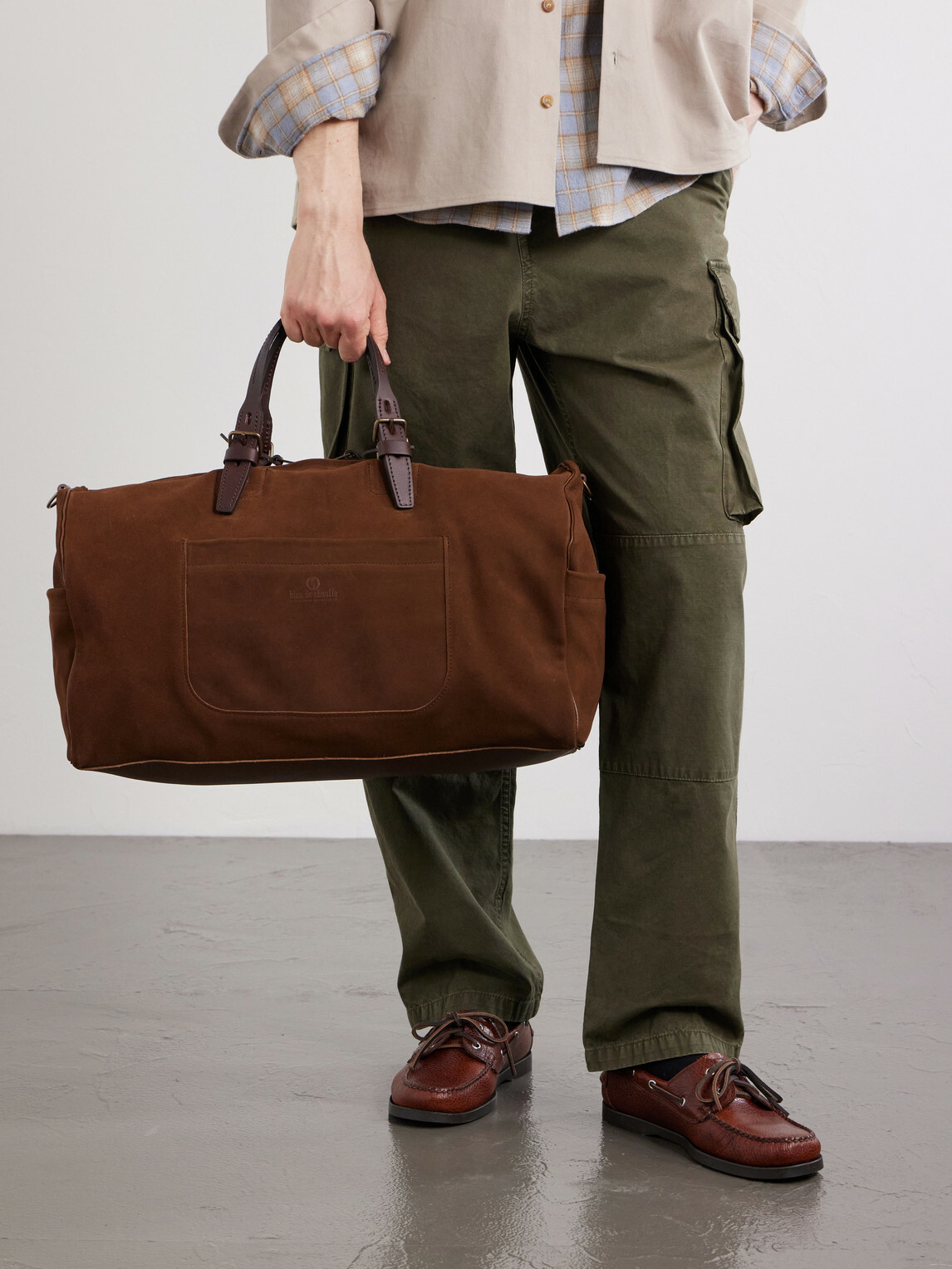 Bleu de Chauffe - Voyage Leather-Trimmed Suede Weekend Bag