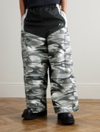 Balenciaga - Wide-Leg Panelled Cotton-Poplin and Camouflage-Print Ripstop Cargo Track Pants - Black