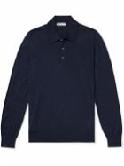 Johnstons of Elgin - Merino Wool Polo Shirt - Blue