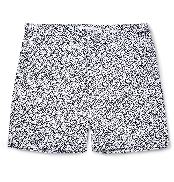 Photo: Orlebar Brown - Bulldog Avila Mid-Length Printed Swim Shorts - White