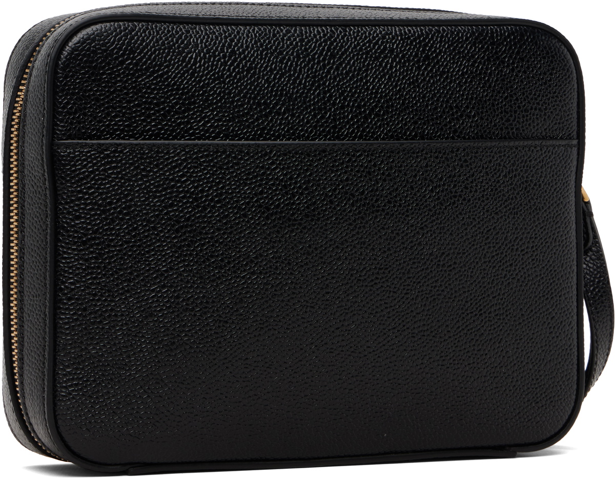 Thom Browne Black Pebble Grain Leather Pouch