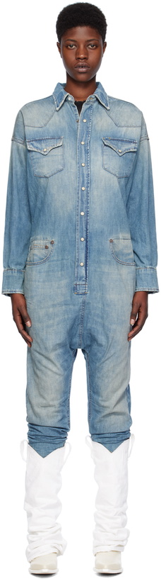 Photo: R13 Blue Cowboy Drop Denim Jumpsuit