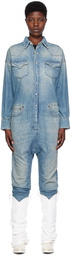 R13 Blue Cowboy Drop Denim Jumpsuit