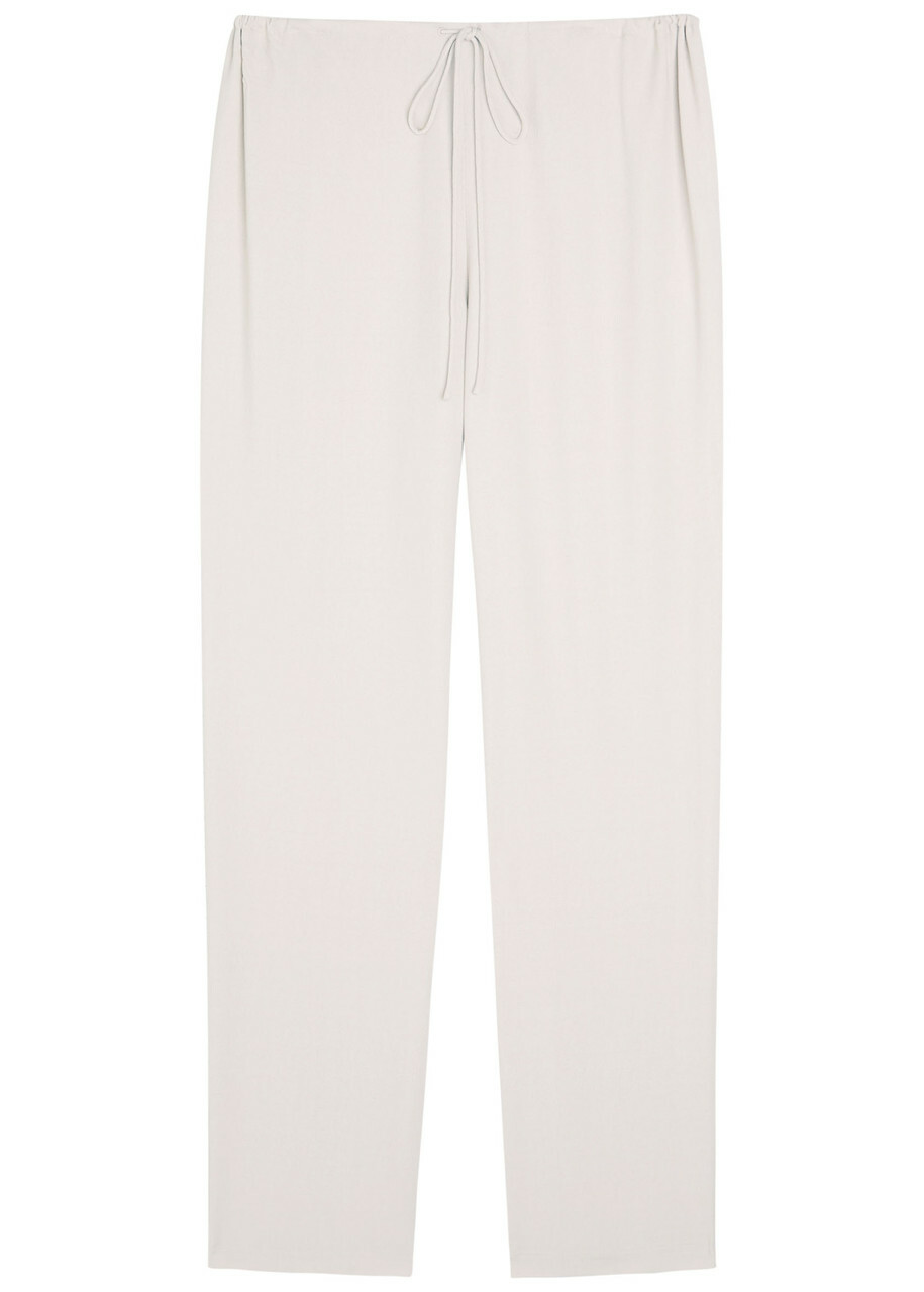 Tove Drawstring Crepe Trousers Light Grey