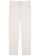 Tove Drawstring Crepe Trousers Light Grey