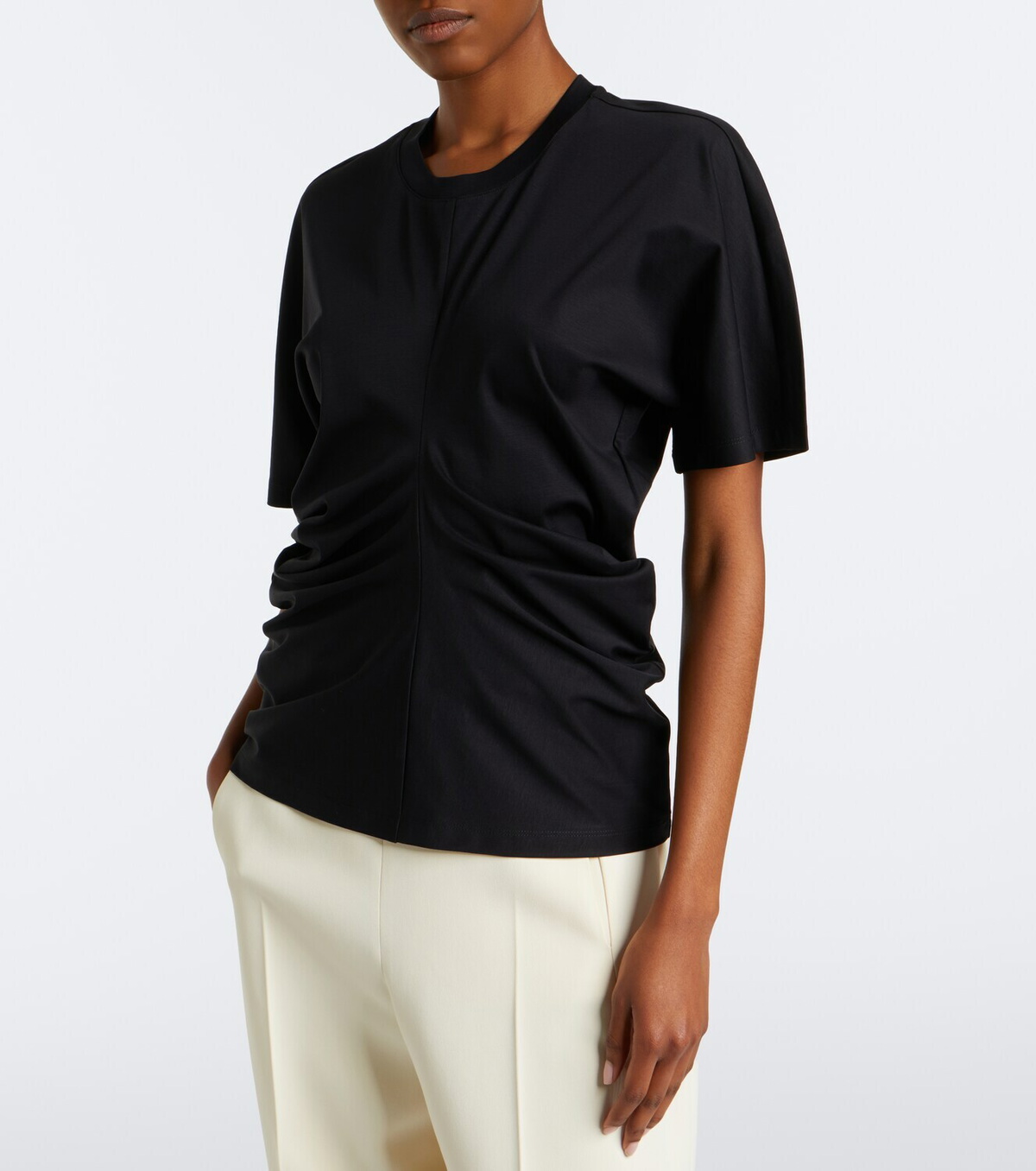 Róhe Gathered cotton and silk-blend t-shirt