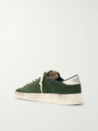 Golden Goose - Stardan Distressed Leather-Trimmed Suede Sneakers - Green