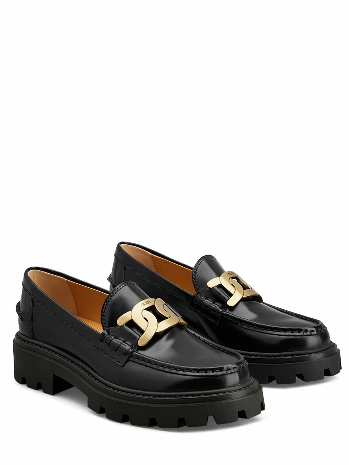 Tod\'s Black Loafers with Gold Chain Detail Tod main image 3