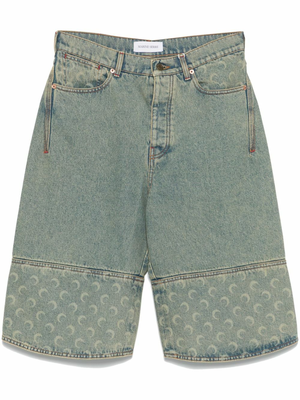 Marine Serre Blue Crescent Moon-Print Shorts