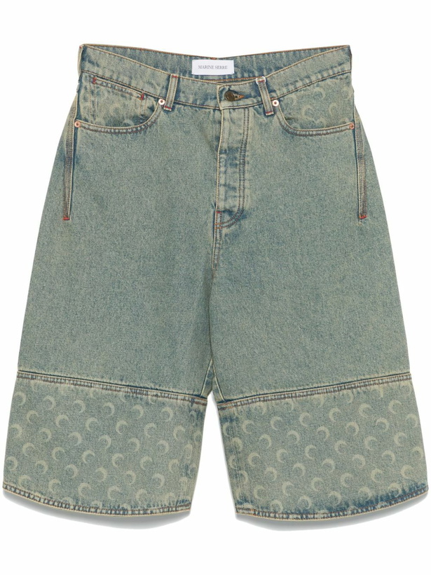 Photo: Marine Serre Blue Crescent Moon-Print Shorts