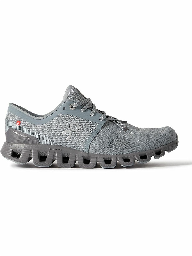 Photo: ON - Cloud X3 Rubber-Trimmed Mesh Running Sneakers - Blue