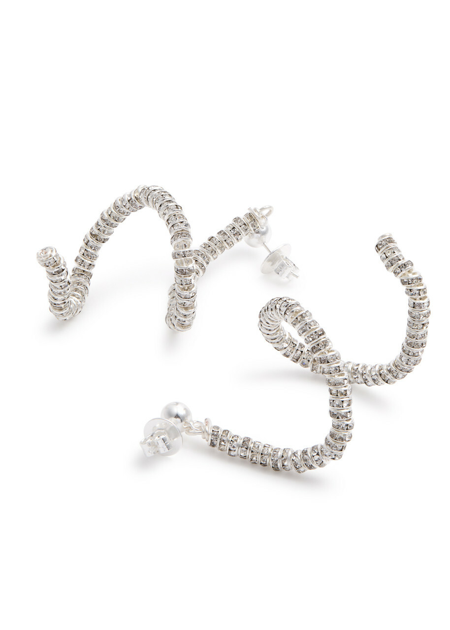 Pearl Octopuss.y Skinny Viper Embellished Earrings - Silver - One Size