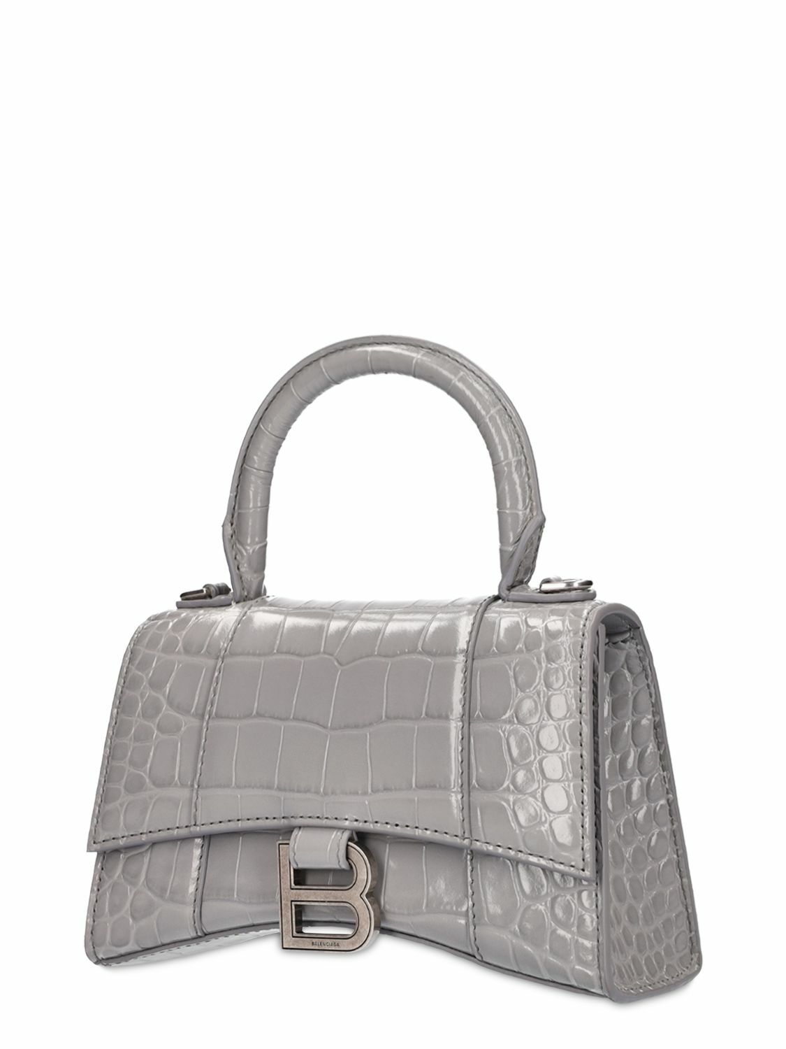 BALENCIAGA - Croc Embossed Leather Shoulder Bag Balenciaga