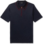 Dunhill - Contrast-Tipped Cotton-Jersey Polo Shirt - Blue