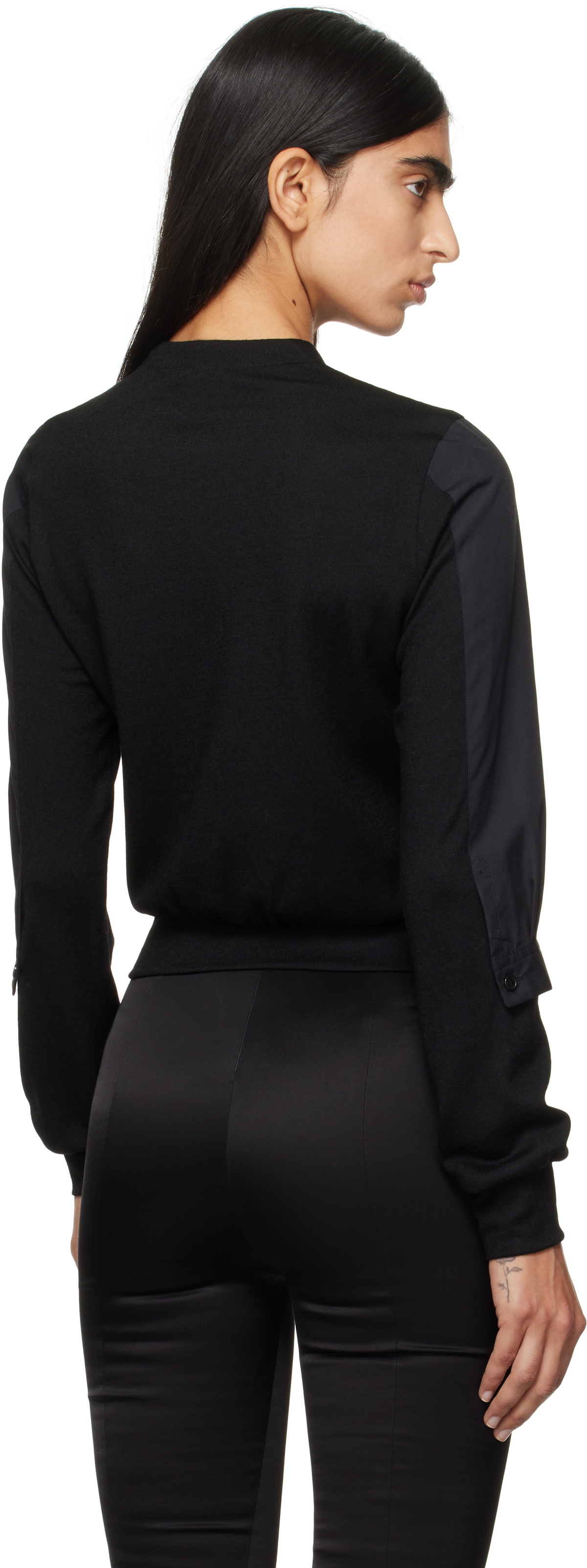 Noir Kei Ninomiya Black Hybrid Cardigan