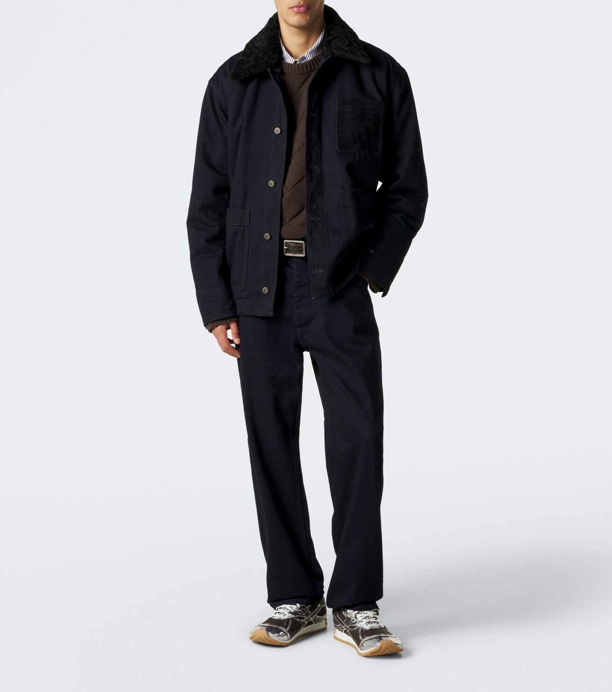 Bottega Veneta Shearling-trimmed denim jacket