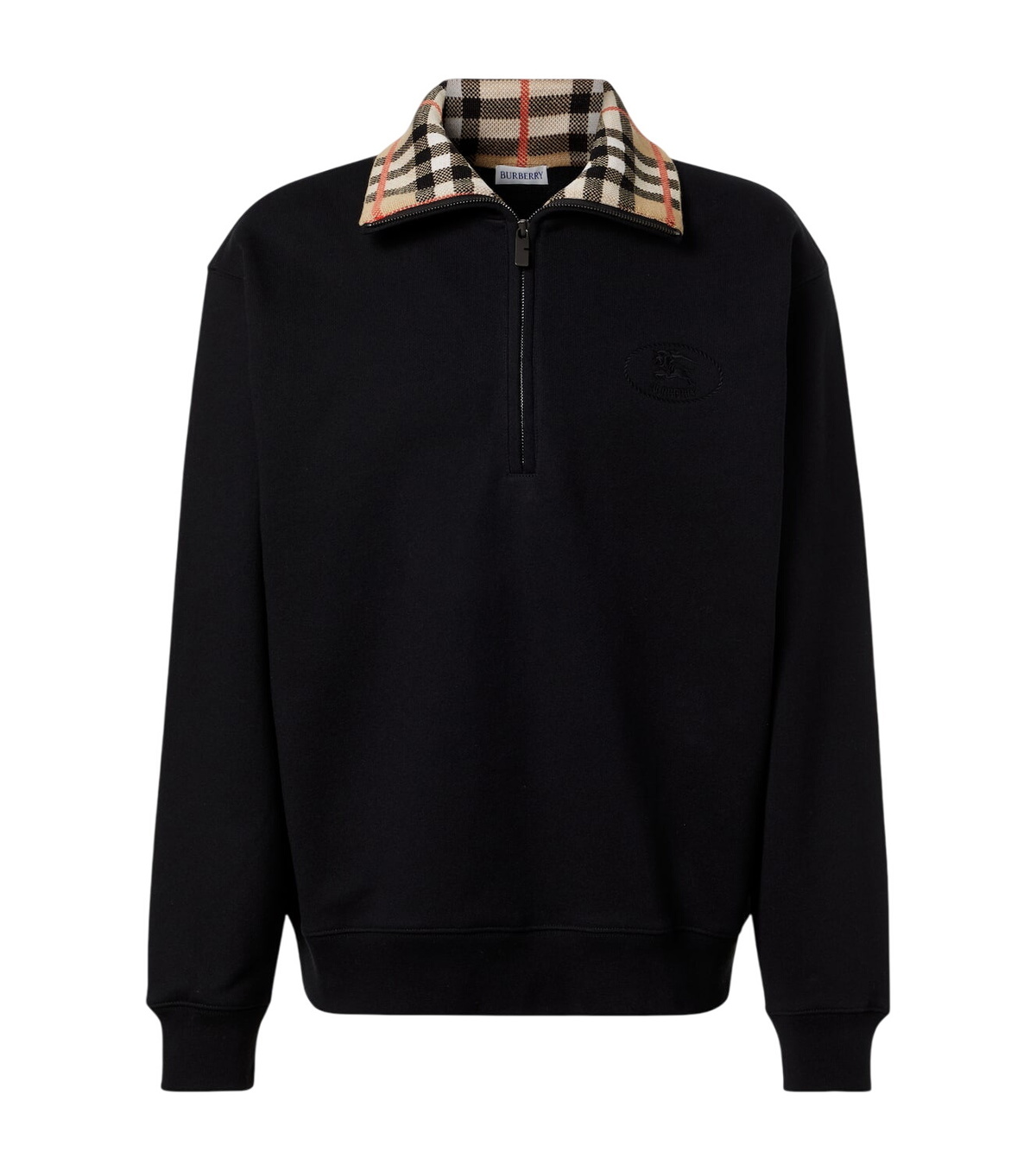 Burberry Men's Check Label Sweatshirt in Black Burberry