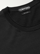 TOM FORD - Velour-Trimmed Silk and Cotton-Blend Sweater - Black