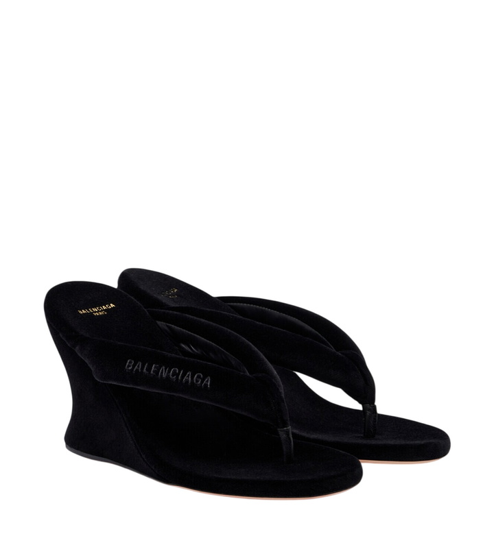 Photo: Balenciaga Gaeta velvet wedge thong sandals