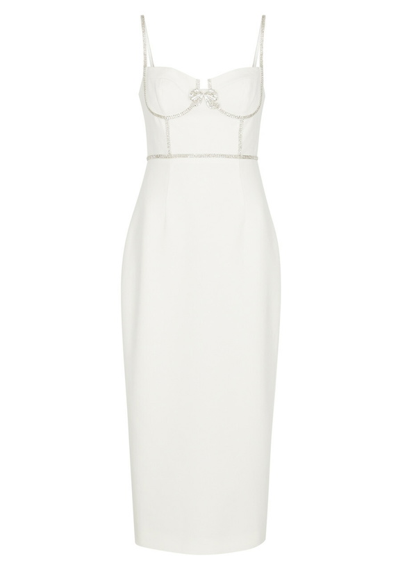 Photo: Self-portrait Crystal-embellished bow Midi Dress White