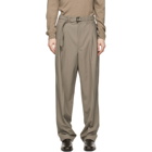 Lemaire Taupe Wool Belted Pleat Trousers