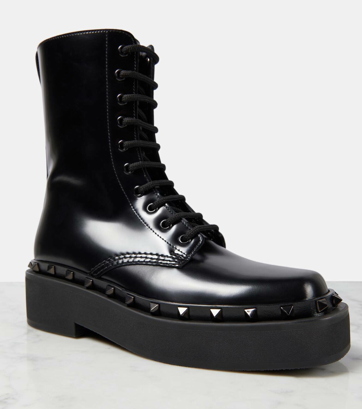 Shop Valentino Garavani Rockstud M-Way Combat Boots in