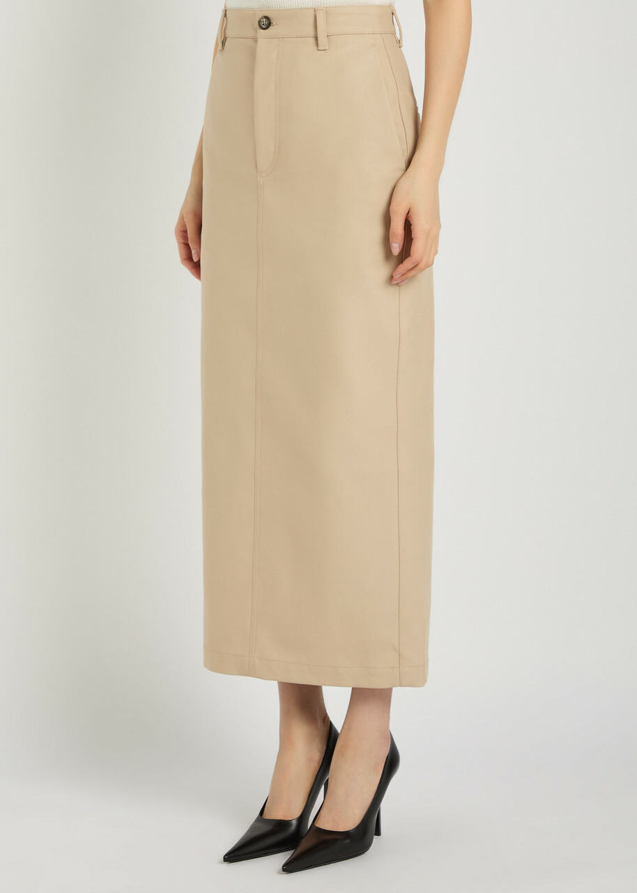Wardrobe.nyc Twill Midi Skirt Stone