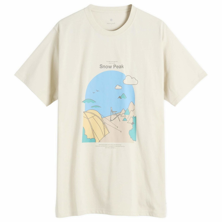Photo: Snow Peak Men's Camping Graphic T-Shirt in Ivory