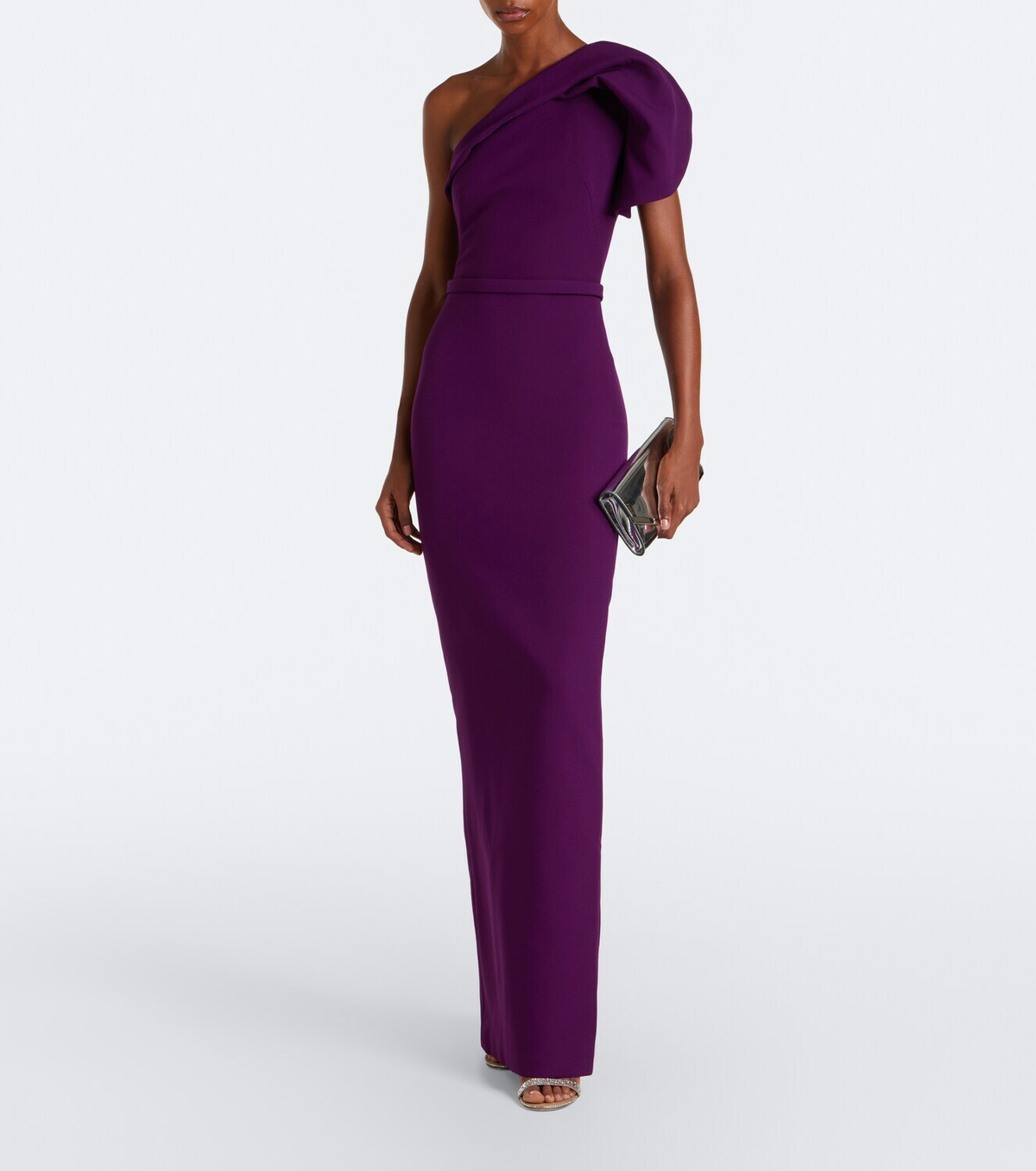 Safiyaa Millie belted crêpe gown