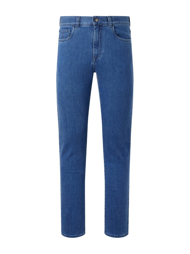 Photo: Canali - Straight-Leg Cotton and Cashmere-Blend Jeans - Blue
